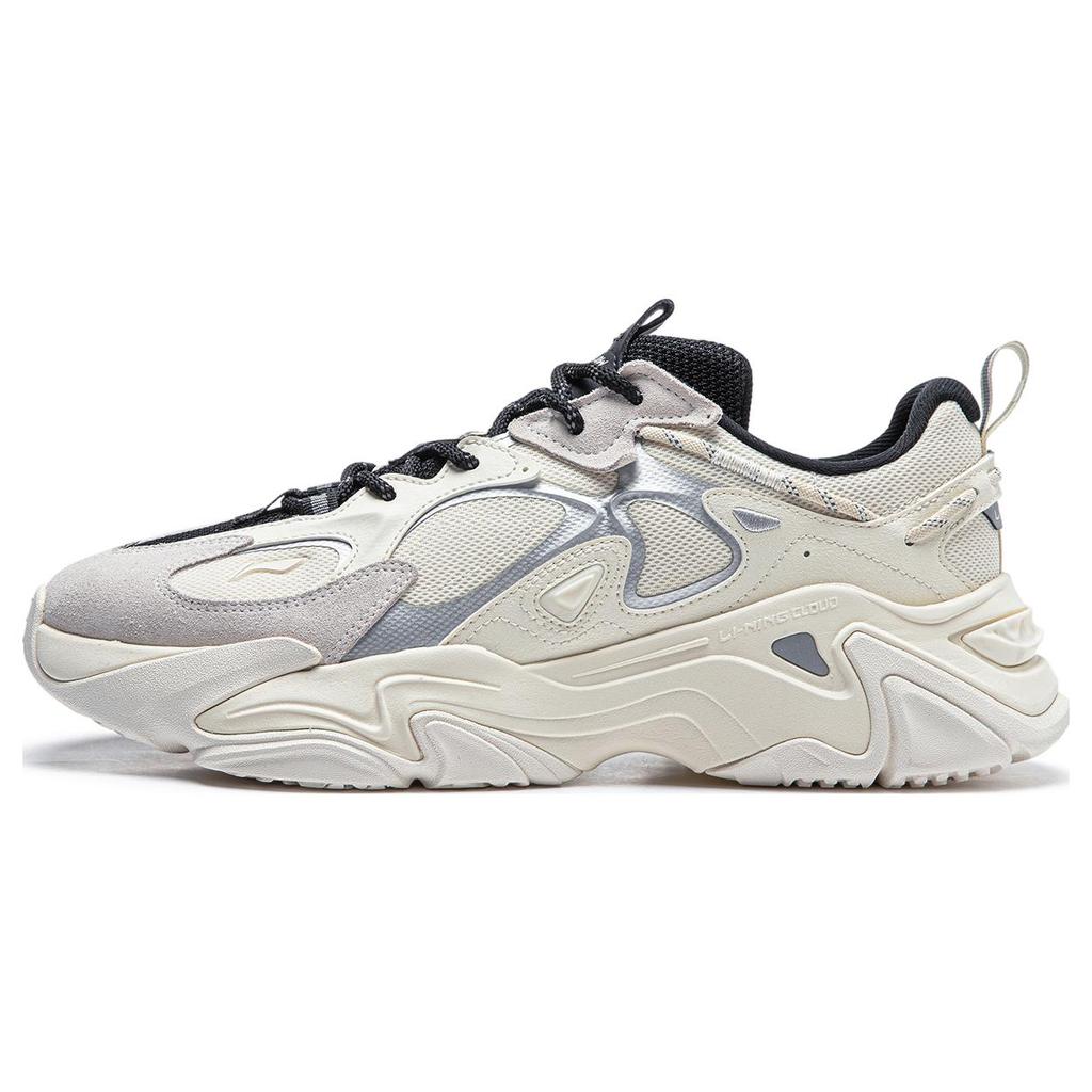 New LiNing Qianxing Strategy 2.0 CF Tracing Anti-Slip Wear-Resistant Low-Top Casual Shoes Women's White Silver AGLT168-2