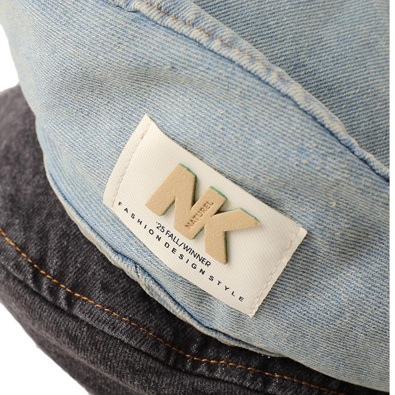 New Blue Denim Beret Women's Summer Autumn Big Head Circumference Showing Face Small Painter Hat Retro Octagonal Hat