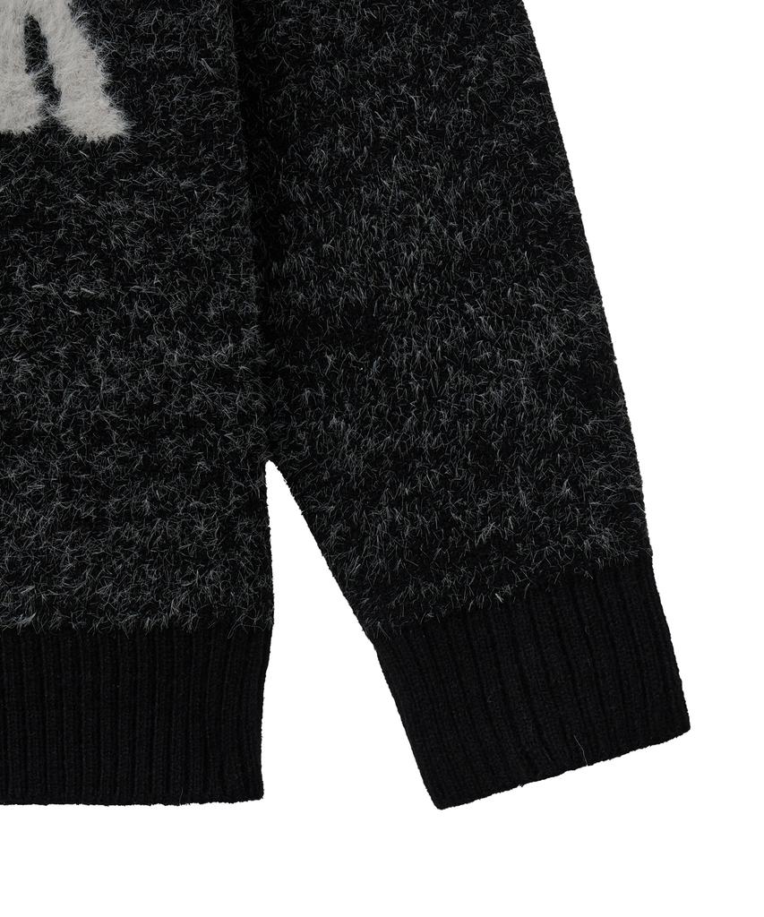 STANDARDERROR 87-Stan192 Pullover Brushed Lettering Jacquard Knit Black