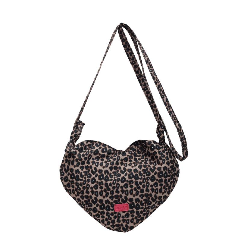 Fashionable Heart Leopard Print Oulder Bags Women's Crossbody Phone Bags Autumn Winter New Versatile Single Strap Bags Portable