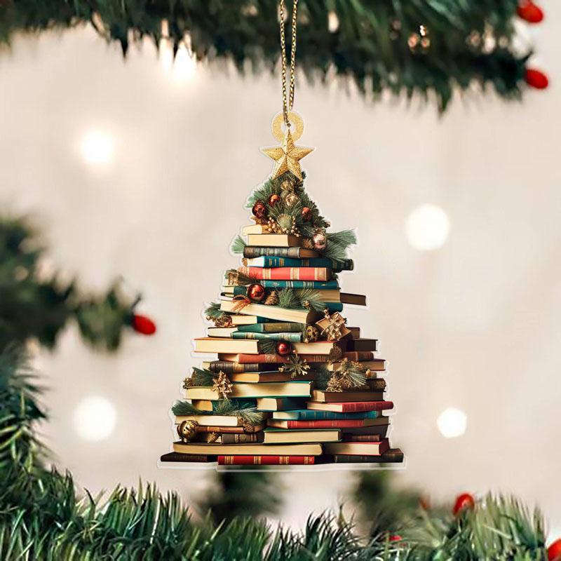 

3шт Подвеска для книжной полки в форме рождественской елки, Рождественские украшения в виде книг, Украшение в виде стопки книг, Украшения для рождественской елки, Библиотечное украшение 3Pcs