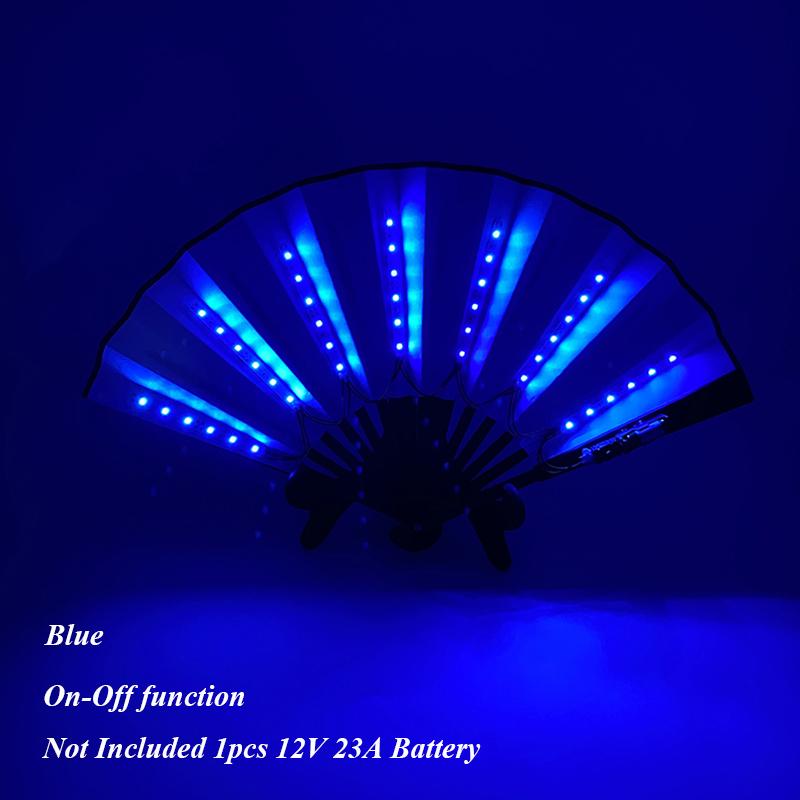 10/13 Inches Luminous Hand Fan Classical Folding LED Light up Fans Night Club Holiday Party Bar Dance Show Glowing Fan Props