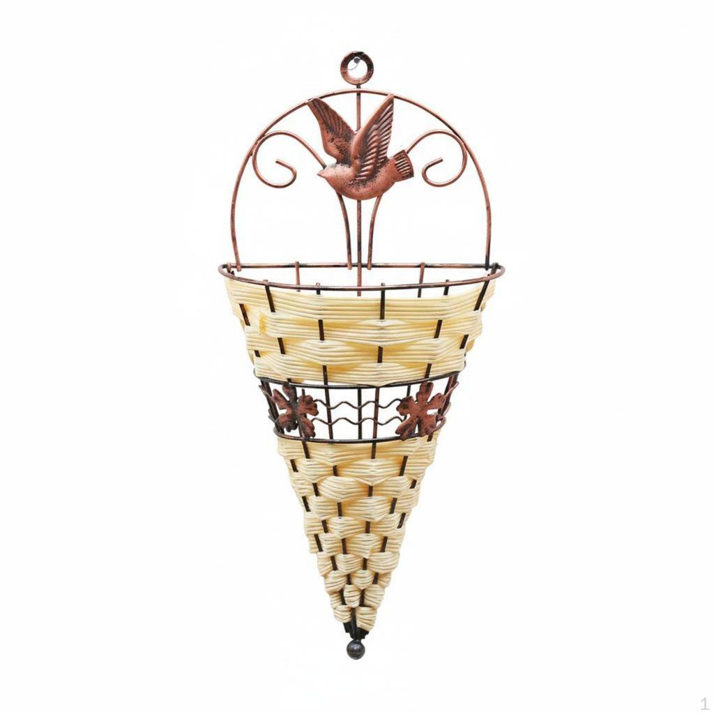 Woven Hanging Flower Basket Rustic WallMounted Form Mounted Holder Farmhouse Decor