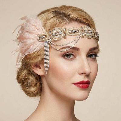 Fascinator Gatsby Style Feather Headband Crystal Gatsby Headpiece Cosplay Dress Headwear Girls
