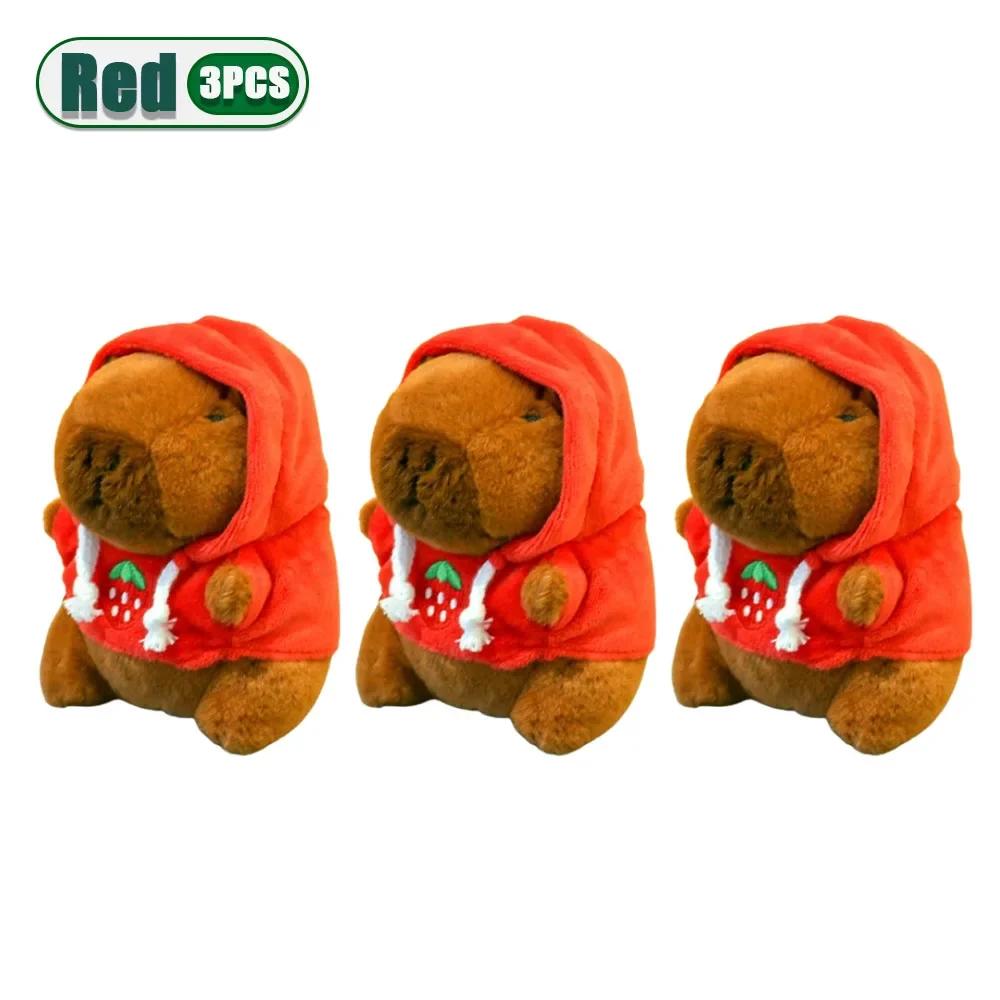 1-20 Stuks Hoodie Dragende Capybara Pluche Sleutelhanger Rugzak Decor Schattig Dier Pop Kerstkous Vulling Cadeau Idee red