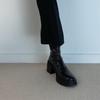 French skinny boots thick heel short boots women's winter new black small British thick-soled high-heeled Martin boots