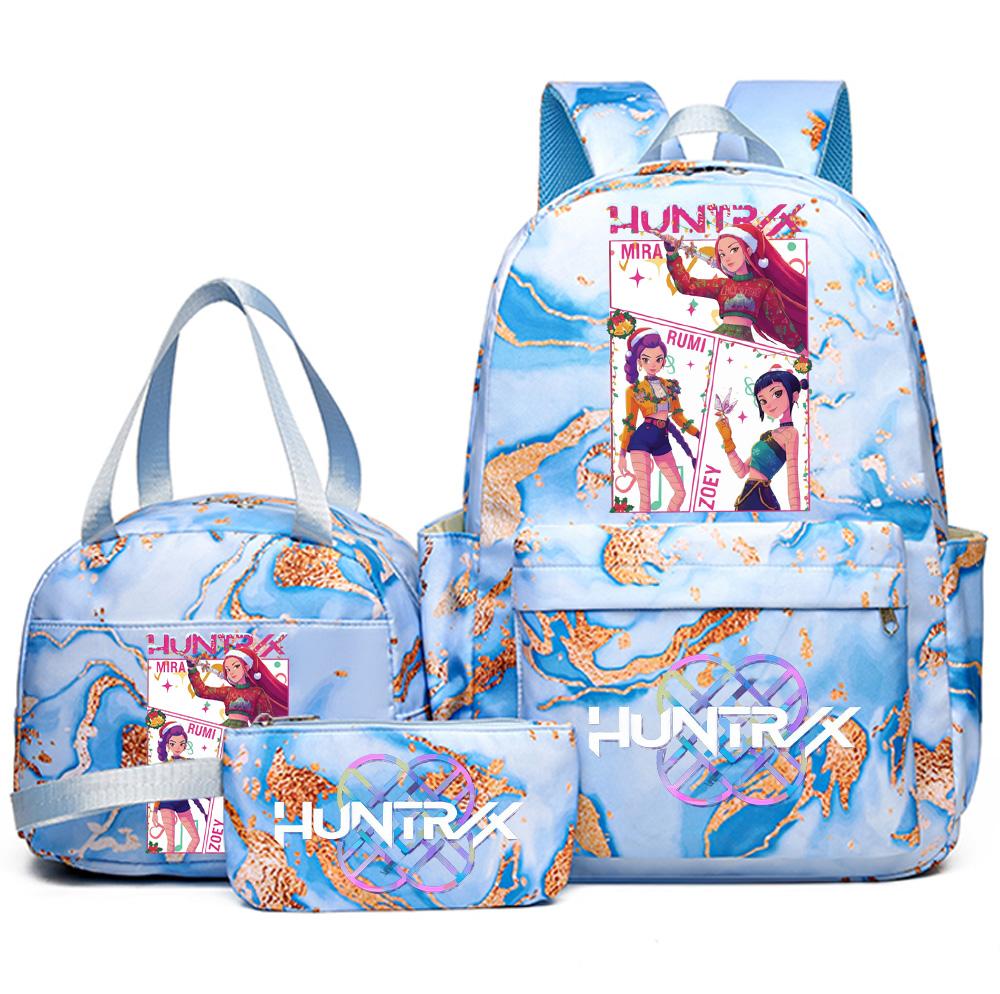 3Pcs/set Christmas K-pop Printed Backpack Handbag Pencil Case for Teenager Student Girl Boy Bookbag Schoolbag Women Large Capacity Travel Bag Kid Gift