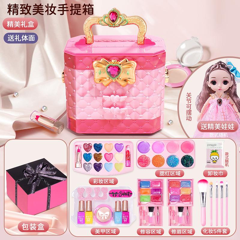 Kinderen wasbare make-up meisjes speelgoed - Kinderen make-up kit voor meisjes, echte make-up set, kleine meisjes make-up kit voor peuters kinderen pr