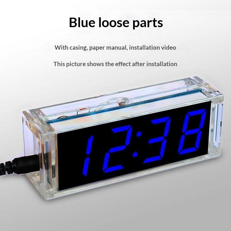 DIY MCU Electronic Clock LED Kit Light Control Temperature Thermometer Function for Desktop Bedroom Night Stand Decor