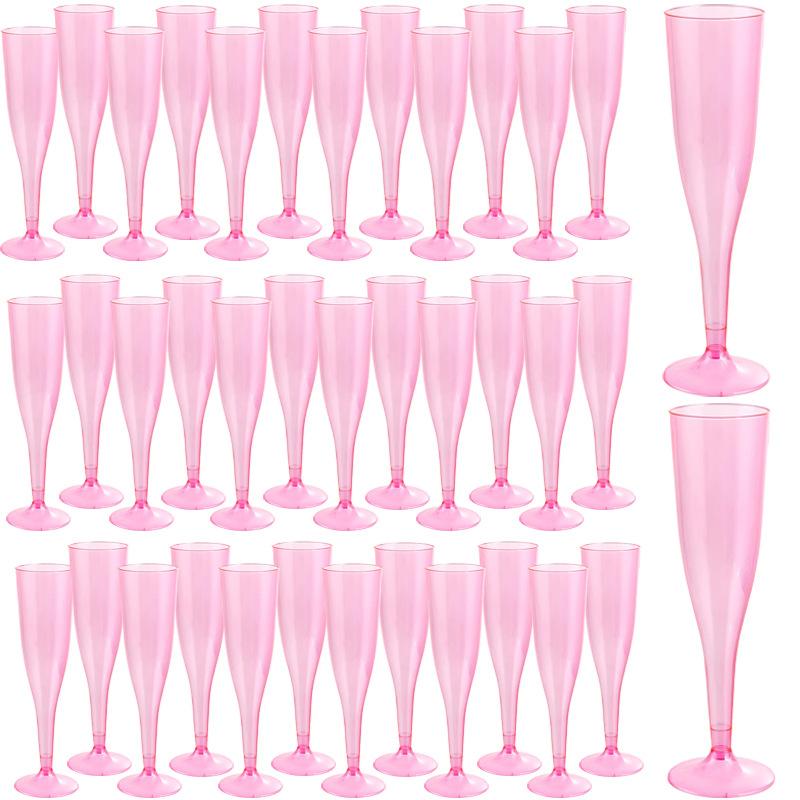 50pcs Disposable Plastic Champagne Glasses Cocktail High Footed Glasses Crystal Glasses Imitation Glass Wedding Party Supplies