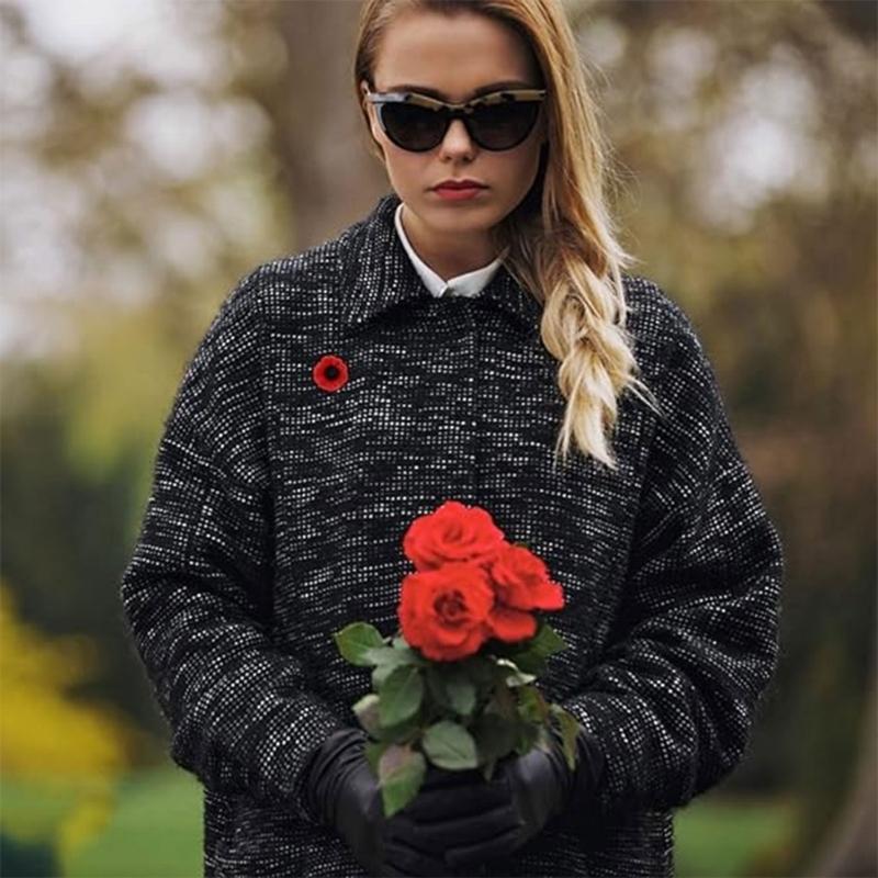 10pcs Elegant Poppy Shaped Brooch Stylish Flower Breastpin Remembrance Day Lapel Pin for Women Girls Memorial Day Gift