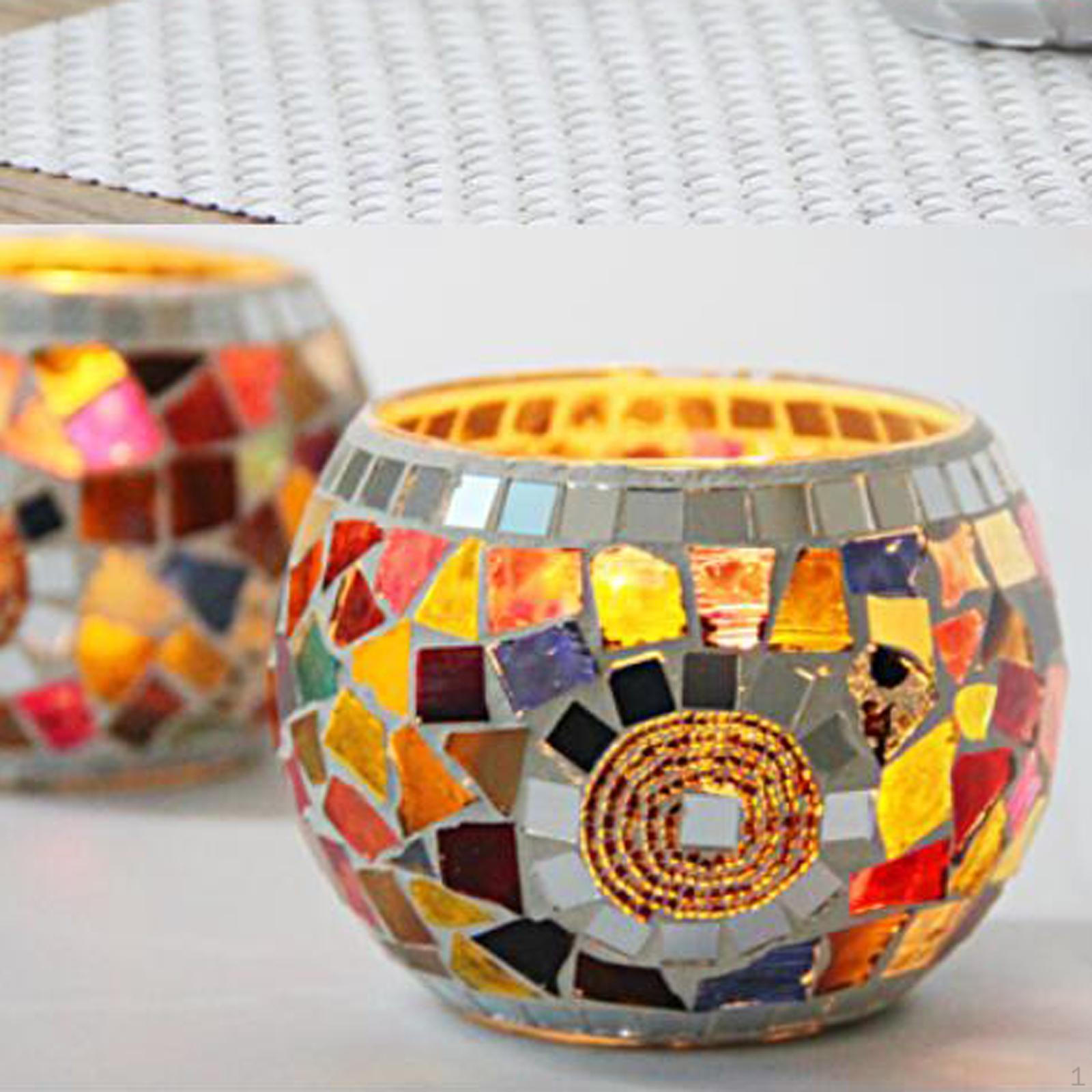 

Candle Holder Centerpiece European Mosaic Glass Tealight Holders for Home Decor, Table, Party Irregular Colorful