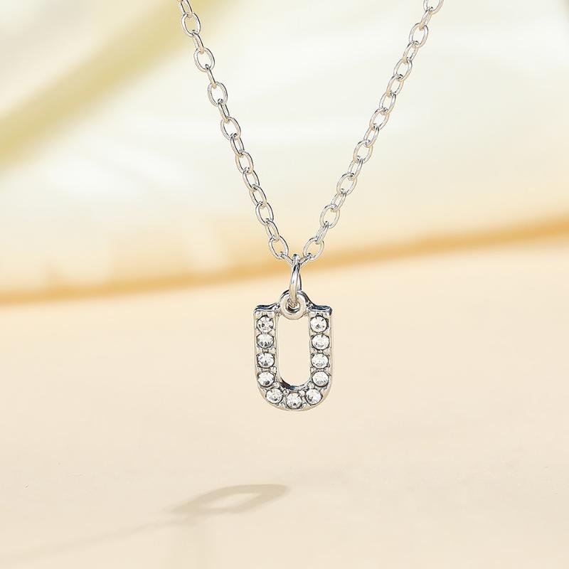Fashion Shining A-Z Letter Pendant Charm Necklace 26 Initial Alphabet Name Clavicle Chain Party Valentine'S Day Jewelry Gift
