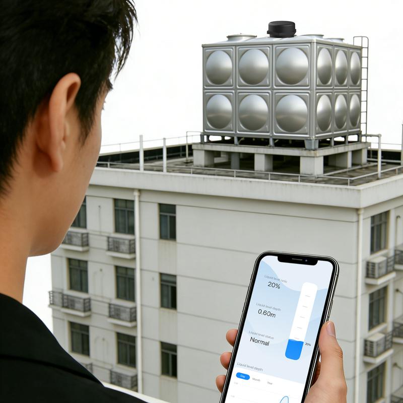ULS-03GW 2.4G Wifi APP Ultrasonic Sensor Outdoor Alarm Water Tank Level Monitor Liquid Oil Solid Grain Bin Indicator US100-240V