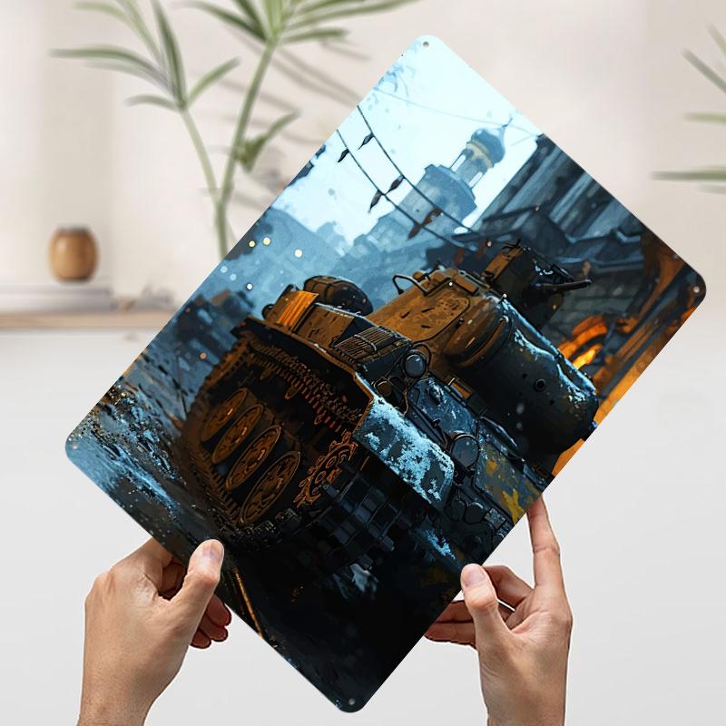 Tank Urban Winter Landscape Metal Poster Customized Wall Art Retro Vintage Tinplate Signs for Home Decor Man Cave Wand Deko Room