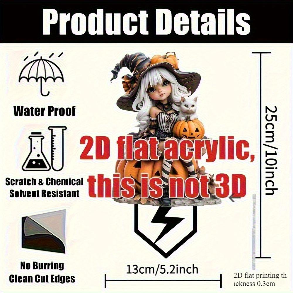 Płaska dekoracja akrylowa 2D czarownicy i kota na zewnątrz, do ogrodu, trawnika, roślin doniczkowych i sztuki krajobrazu, motyw Halloween, odpowiednia na 11 świąt
