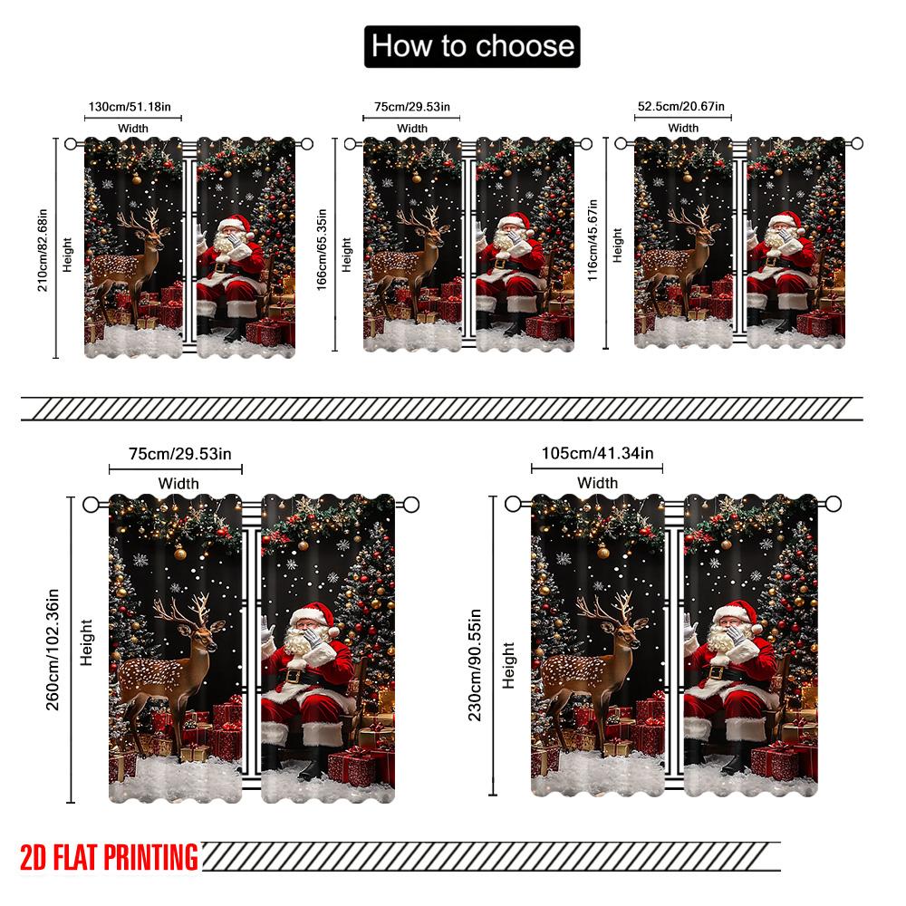 2pcs 2D flat printing Christmas Drapes Christmas 03 Fabric Without Electricity Spring Party & Holiday Decor for room decor