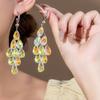 Colorful Crystal Teardrop Tassel Earrings