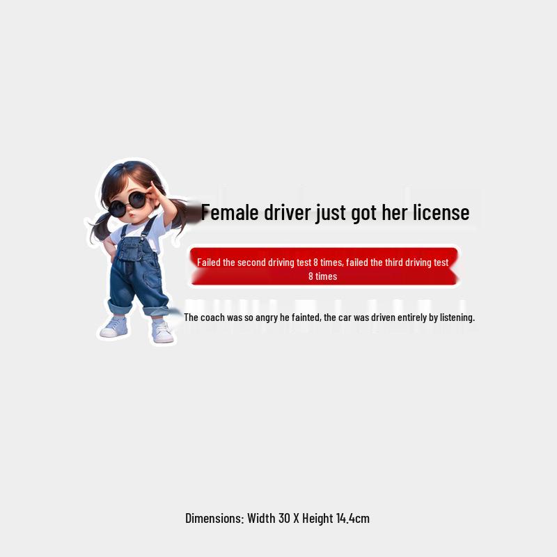 New Driver Alert: 8x Second & Third Stage Failures, Female Driver Fun Waterproof Car Sticker