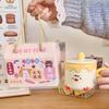 Mug with Lid Cute High Looking Ceramic Cup Home Breakfast Cup Couple Water Cup Birthday Gift for Girls