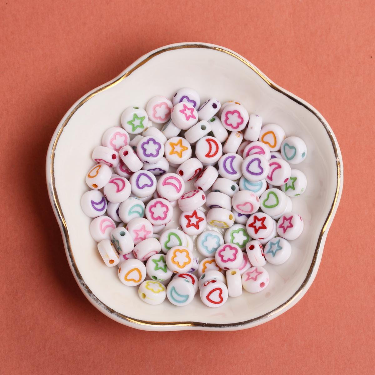 

Подвеска для самостоятельного изготовления ювелирных изделий, свободные бусины, мода, 6,5 мм, 50 шт., ожерелье, браслет, звезда, луна, акрил