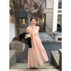 Elegantes koreanisches Herbst-Damen-Set: Kleid mit hohem Bund, Schleife und langen Ärmeln mit Nischen-Design-Gefühl