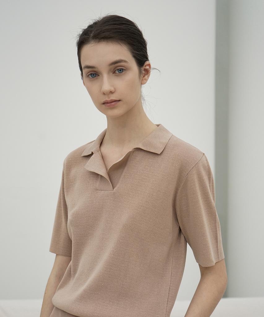 RE RHEE Cuban Collar Short Sleeved Knit Shirt Be