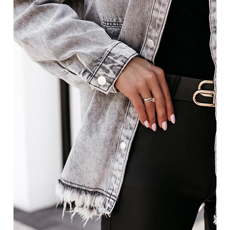 Moda Femenina Ash Grey Jean Jacket Casual Loose Tassels Denim Jacket Coat  Outerwear comprar a buen precio — entrega gratuita, reseñas reales con  fotos — Joom