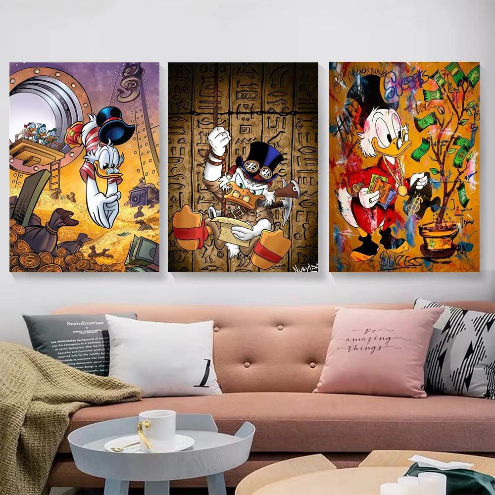 Donald Duck Diamond Painting Scrooge Mcduck Money Cartoon Graffiti Wall Poster Prints Living Room Home Pictures Decor