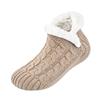 Warm Indoor Floor Socks with Cable Texture, Plush Lining and Traction Dots for Walking Around the Home in Cool Weather