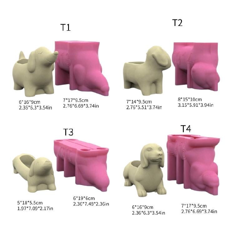 Succulent Vase Moulds Flowerpot Mold Dachshund Dog Shape Plant Pots Mold Pen Storage Holder Moulds for Making Planter