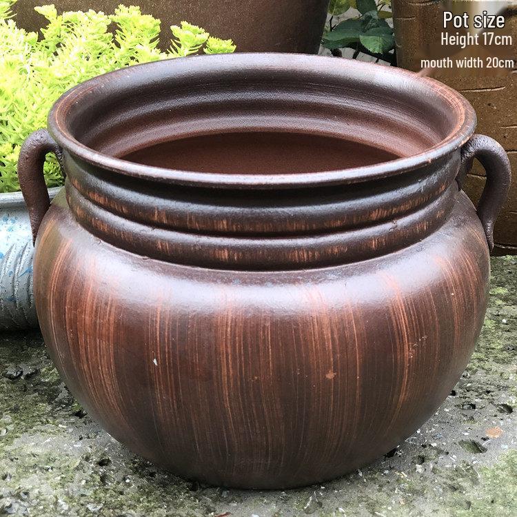 Retro Ceramic Zisha Pot: Large Succulent Planter with Rustic Personality