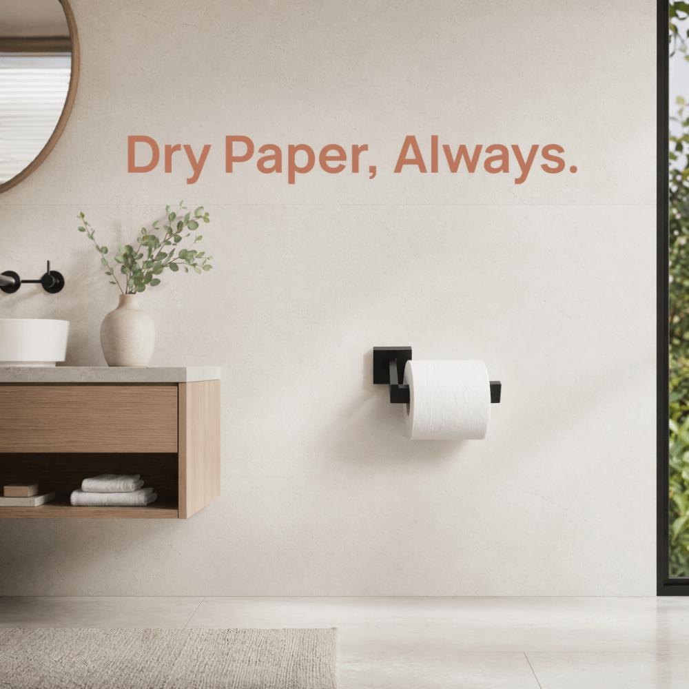 Black Toilet Paper Holder Square Style Toilet Tissue Dispenser Modern Toilet Roll Holder  Home Use