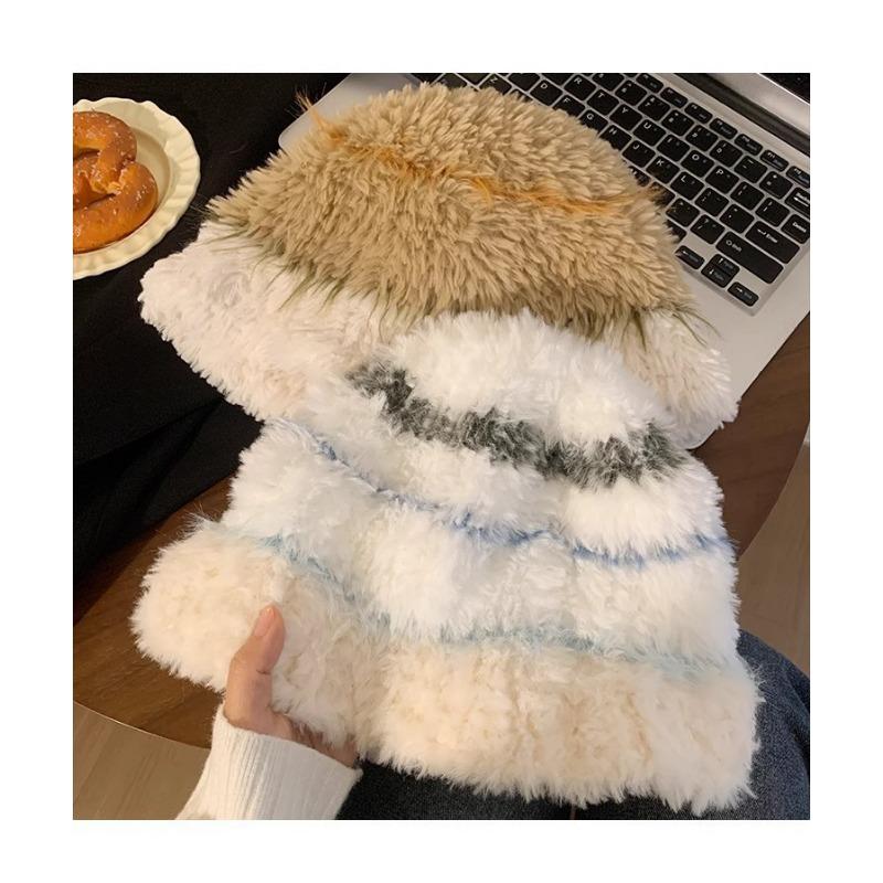 Women S Plush Earmuff Knit Hat Autumn Winter Warm Loose Fit Cold Hat