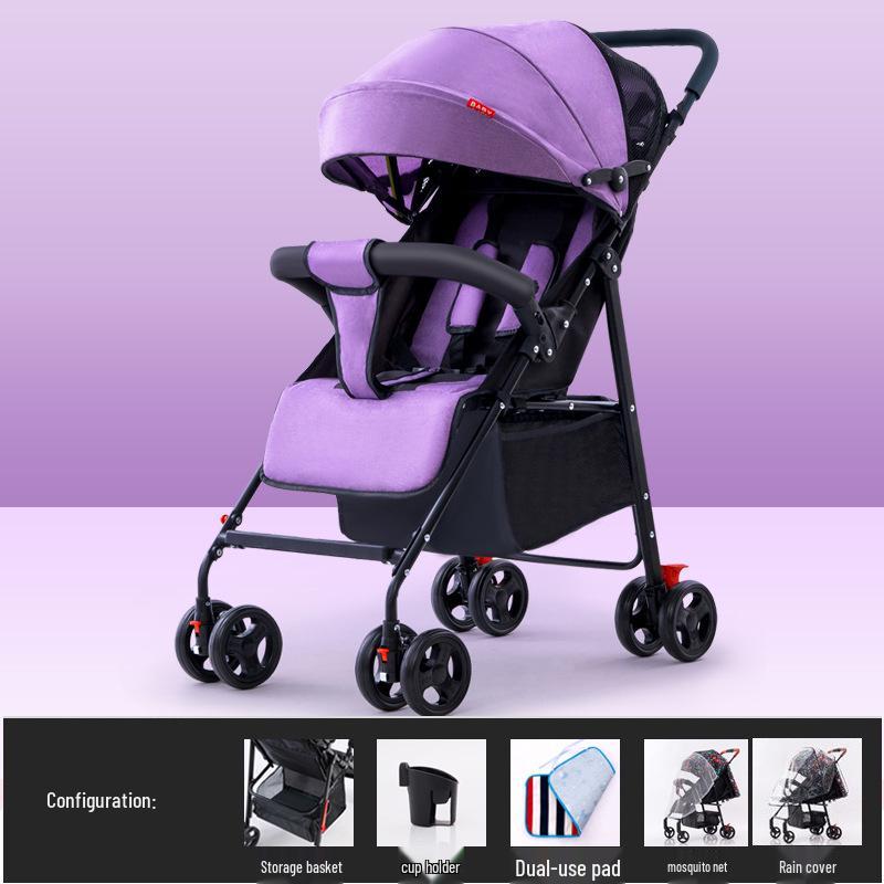 

Ультралегкая складная детская коляска: Сидячее или лежачее положение, Амортизация для новорожденных и детей, Дизайн карманного зонта с высоким обзором