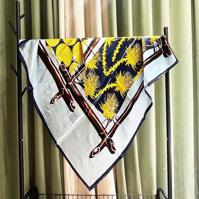 2024 New Style Large Square Scarf: 110 Mulberry Silk with Hand-Rolled Edges
