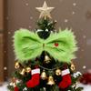 Świąteczna Kokarda Ozdoba na Wierzchołek Choinki Świąteczna Zielona Futrzana Dekoracja Ozdoba Świąteczna Dodatek do Dekoracji Choinki Wewnętrznej