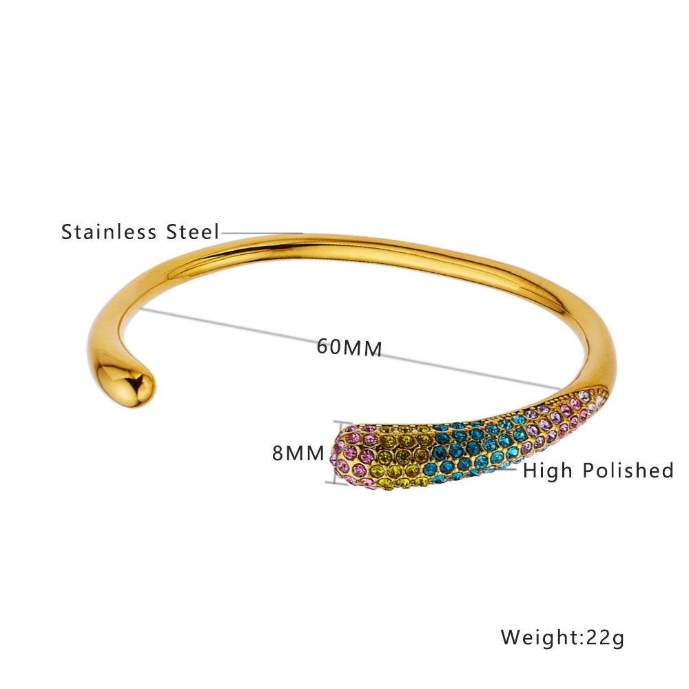 European-Style Zircon Inlaid Titanium Steel Bracelet with Pearl Accent for Women золотой