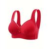 Pink Ribbed Wireless Bra Comfortable Full Coverage Minimizer Bra with Decorative Bow