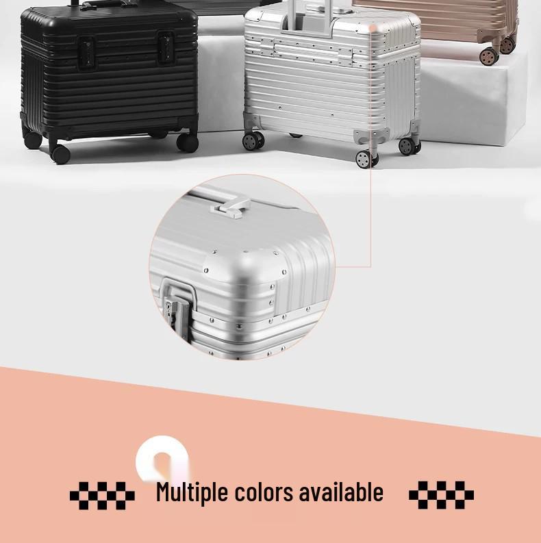 Customizable Aluminum-Magnesium Alloy Travel Trolley Case with Universal Wheels for Men and Women