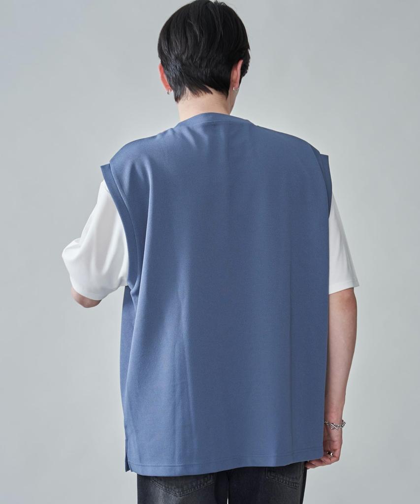 WEGO Knit Vest Ensemble Top and Short Sleeve Summer Size Blue Men's 2-Piece Set, T-Shirt, Outfit, M,