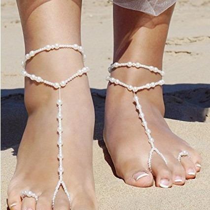 eBay European and American New Hot-selling Fashion Simple Double-layer, Beach Anklet Pearl Foot Ring Two-piece Set