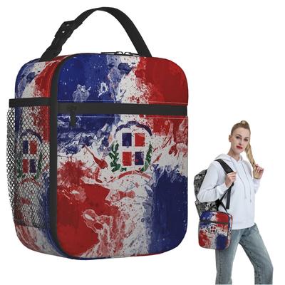 Dominican Republic Flag Insulated Lunch Bag for Women Children Leakproof Food Boxes Thermal Lunch Box Tote