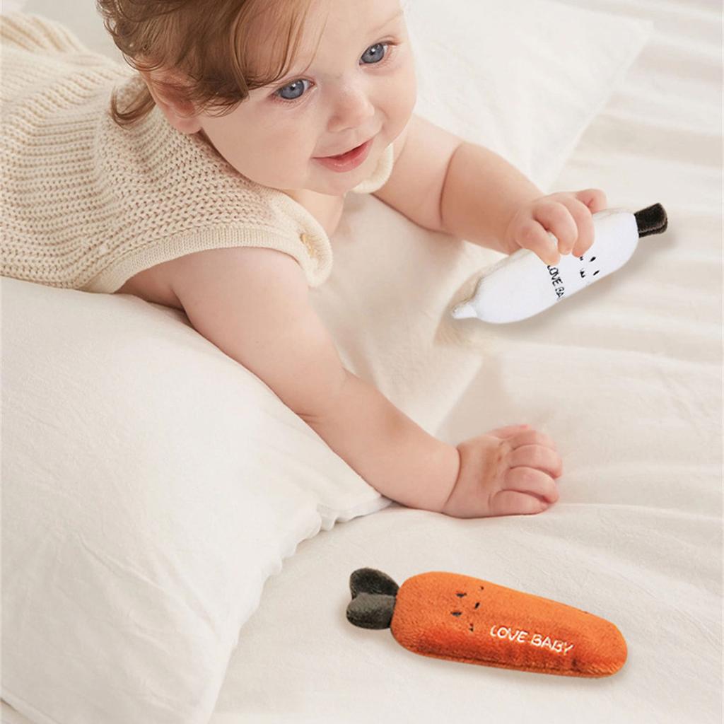 Baby Plush Rattle Toy For Startle Reflexing Reduction And Enhancing Sleep Soft Handheld Cartoon Design Comfort Toy
