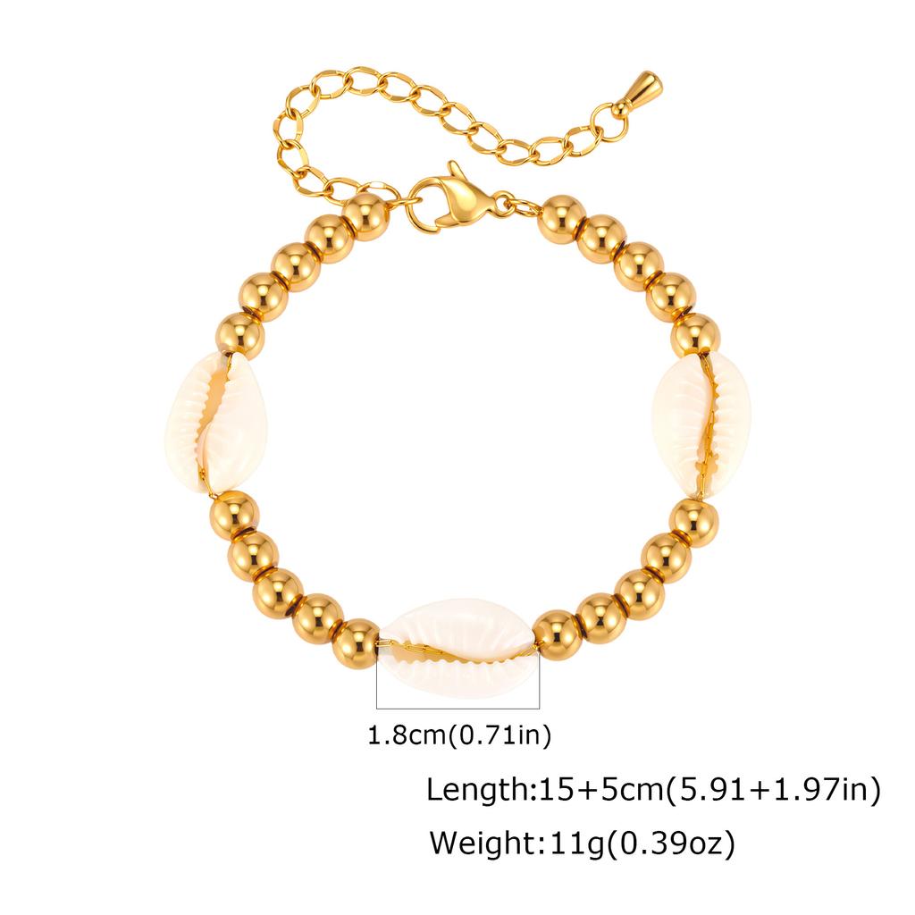New Style Boho Shell Bracelet for Women, Stainless Steel Beads Chain Bracelets, Summer Beach Elegant Jewelry Gift To Her