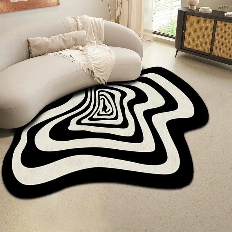 Large Modern Luxury Carpets for Living Room Fluffy Soft Green Plush Carpet Cream Irregular Rug Home Thickened Mat Washable Mats