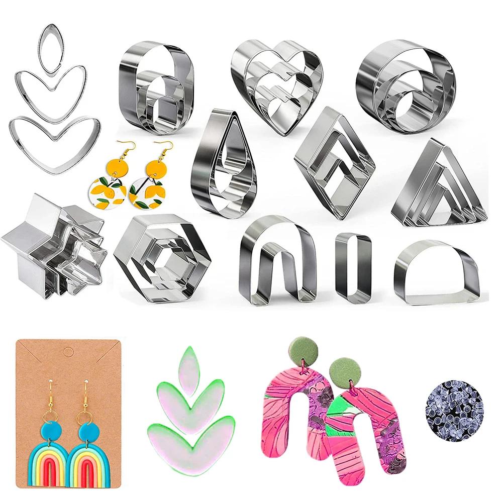 30 Stück Edelstahl Polymer Clay Ohrring Ausstecher Backform Handgefertigt DIY Basteln für Küche Backen Schmuckherstellung Kuchen