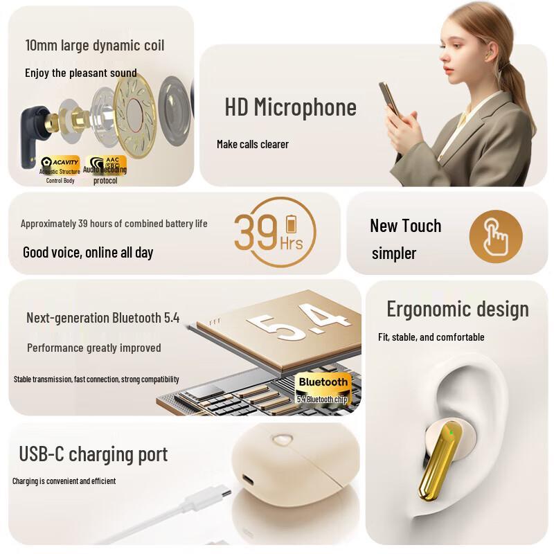 Aigo TA51 True Wireless Semi-In-Ear Bluetooth 5.4 Earbuds