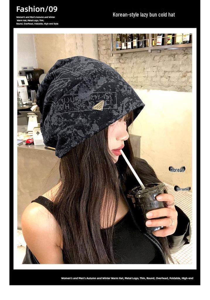 Retro-Kopftuch im koreanischen Stil für Damen - Lockere Herbst-/Wintermütze für ein kleineres Gesicht, Warmer Pullover für die Zeit nach der Geburt