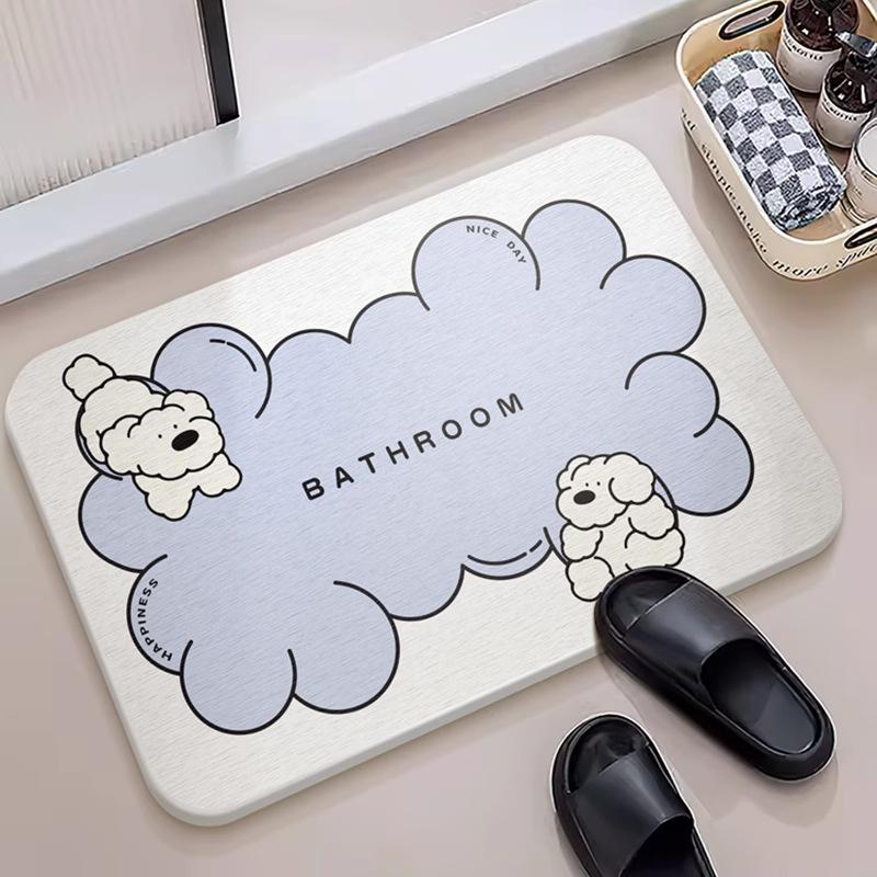 Cartoon hard diatom mud floor mat bathroom suction board non-slip quick-drying mat toilet door toilet floor mat foot mat
